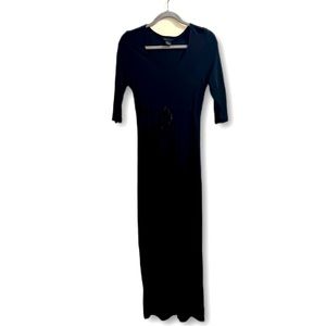 The Limited size Small rayon/polyester long dress with waist ribbon tie